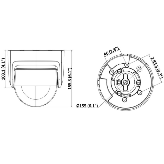 Rysunek techniczny kamery Hikvision 8Mpx